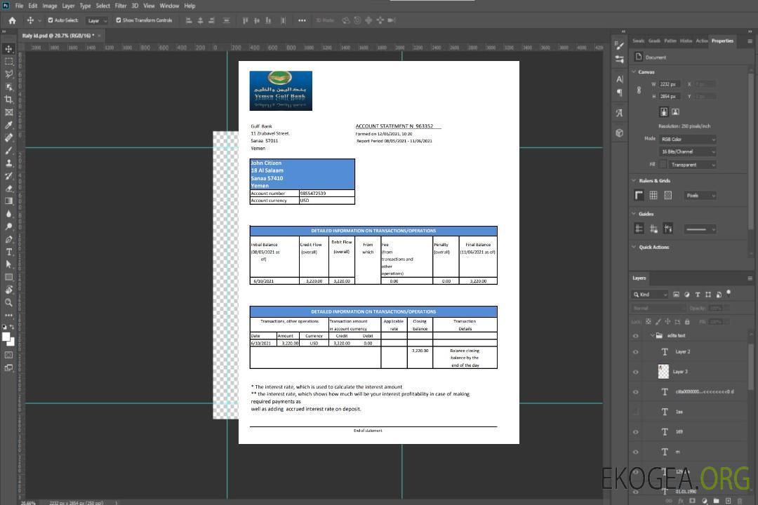 Banque du Golfe du Yémen excel pdf template